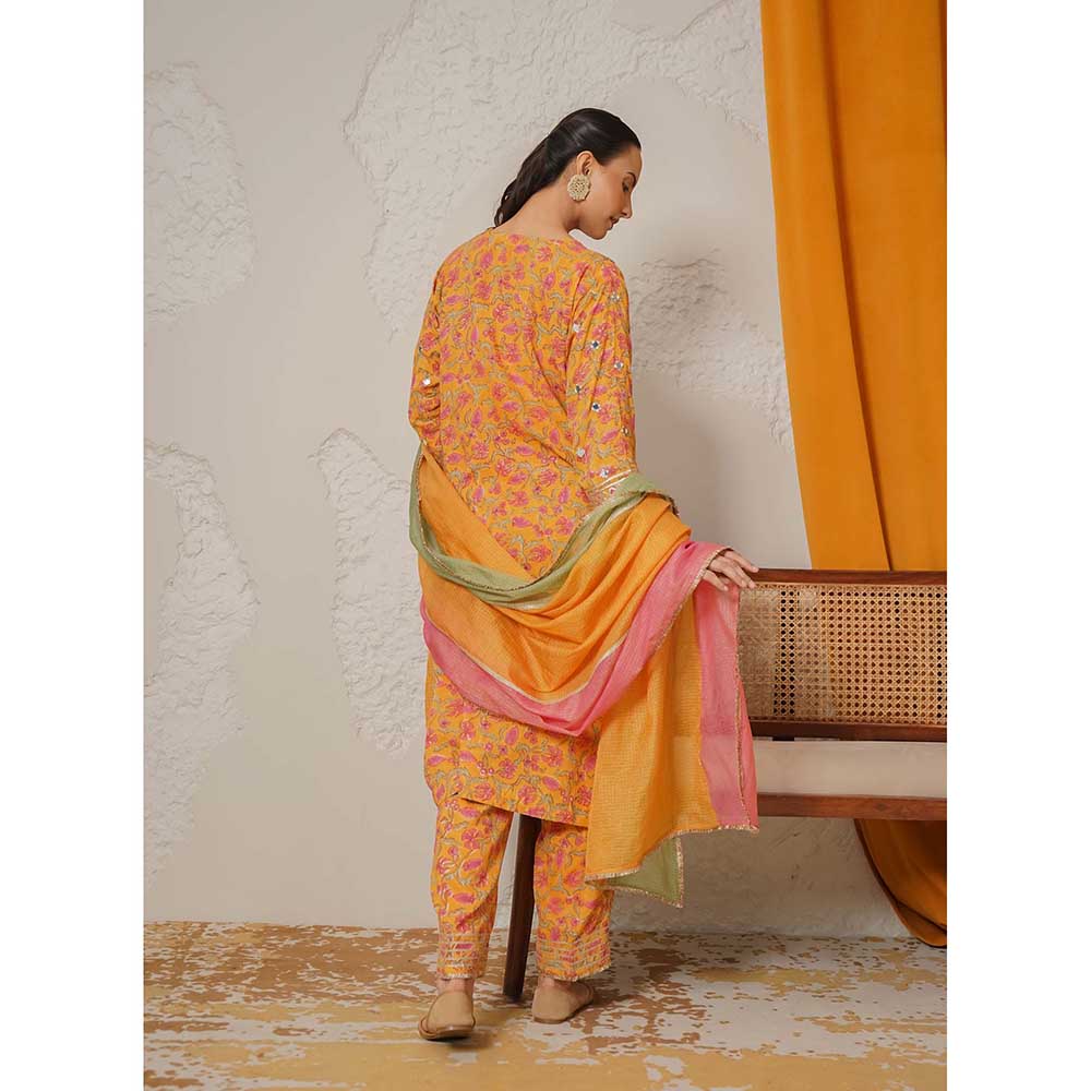 NEMAANI Noor Yellow Kurta with Pant and Dupatta