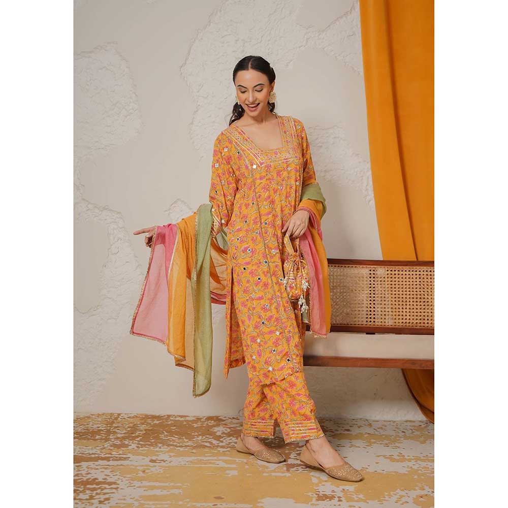 NEMAANI Noor Yellow Kurta with Pant and Dupatta