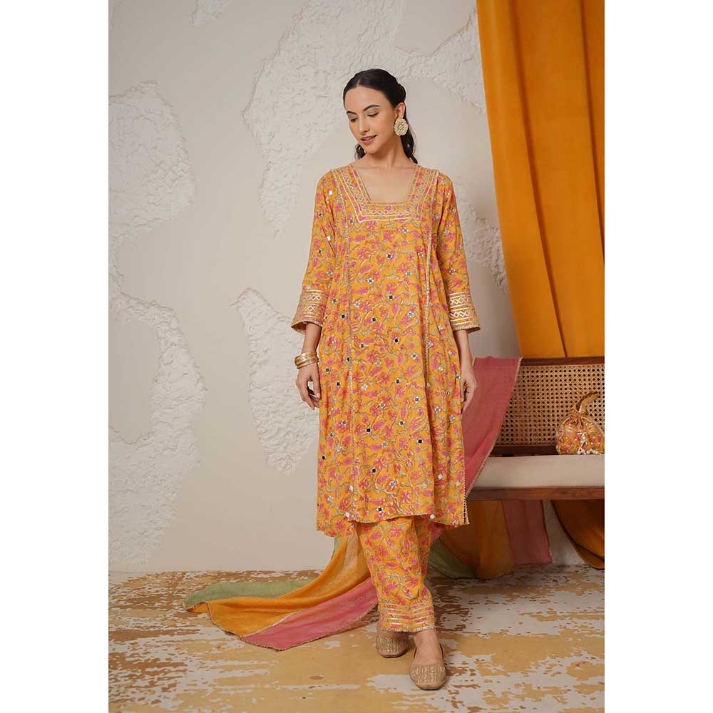 NEMAANI Noor Yellow Kurta with Pant and Dupatta