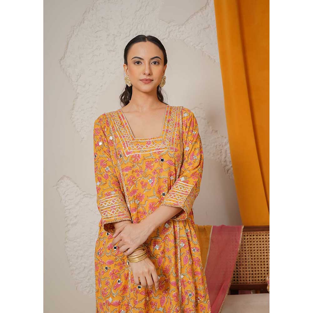 NEMAANI Noor Yellow Kurta with Pant and Dupatta