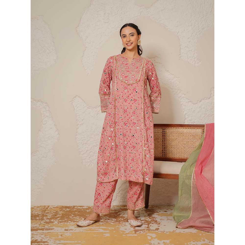 NEMAANI Aaina Pink Kurta with Pant and Dupatta