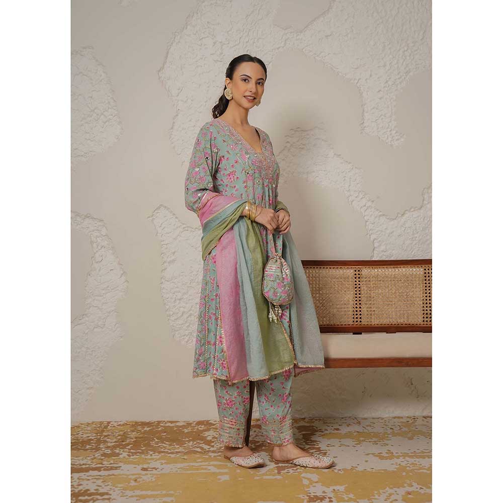 NEMAANI Ira Blue A-Line Kurta and Pant
