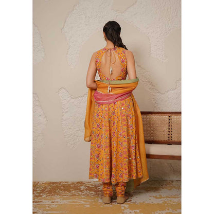 NEMAANI Naaz Yellow Anarkali with Churidar and Dupatta