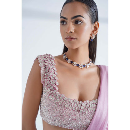 Nidhi Gupta Designs Pink Ginza Pre-Draped Saree with Stitched Blouse