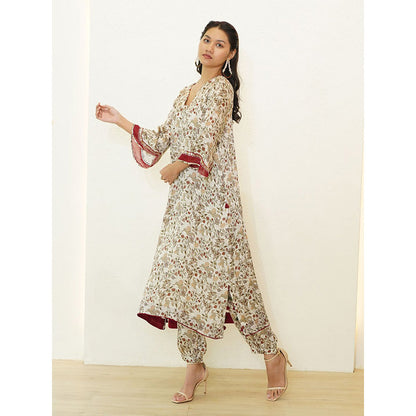 Nidhii Goyal Multi-Colour A Line Bagh Print Kurta with Salwar (Set of 2)
