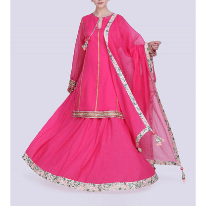Nikasha Rani Hot Pink Kota Doria Sharara Set