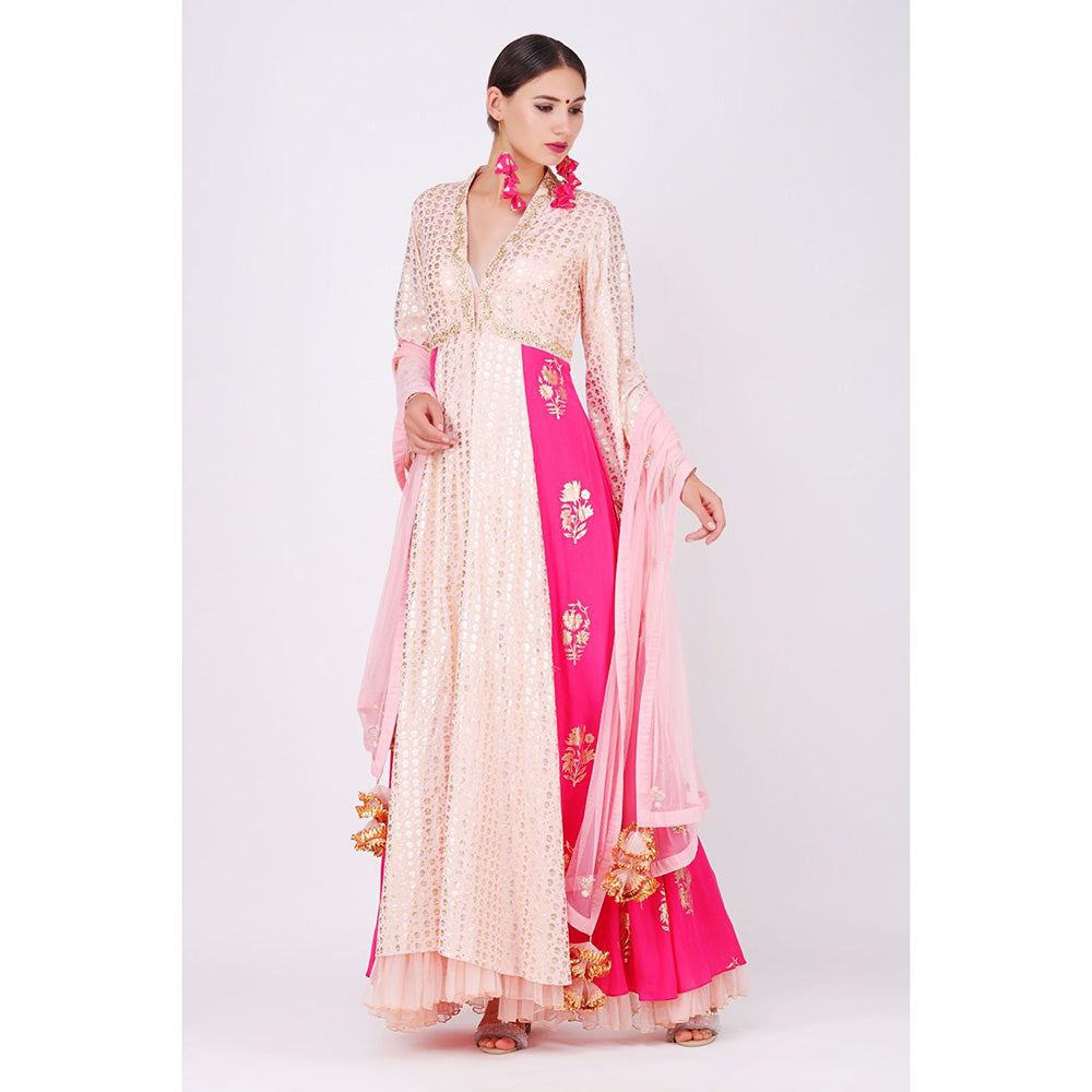 Nikasha Salmon Rani Kalidar Pair With Churidar and Dupatta - Set of 3