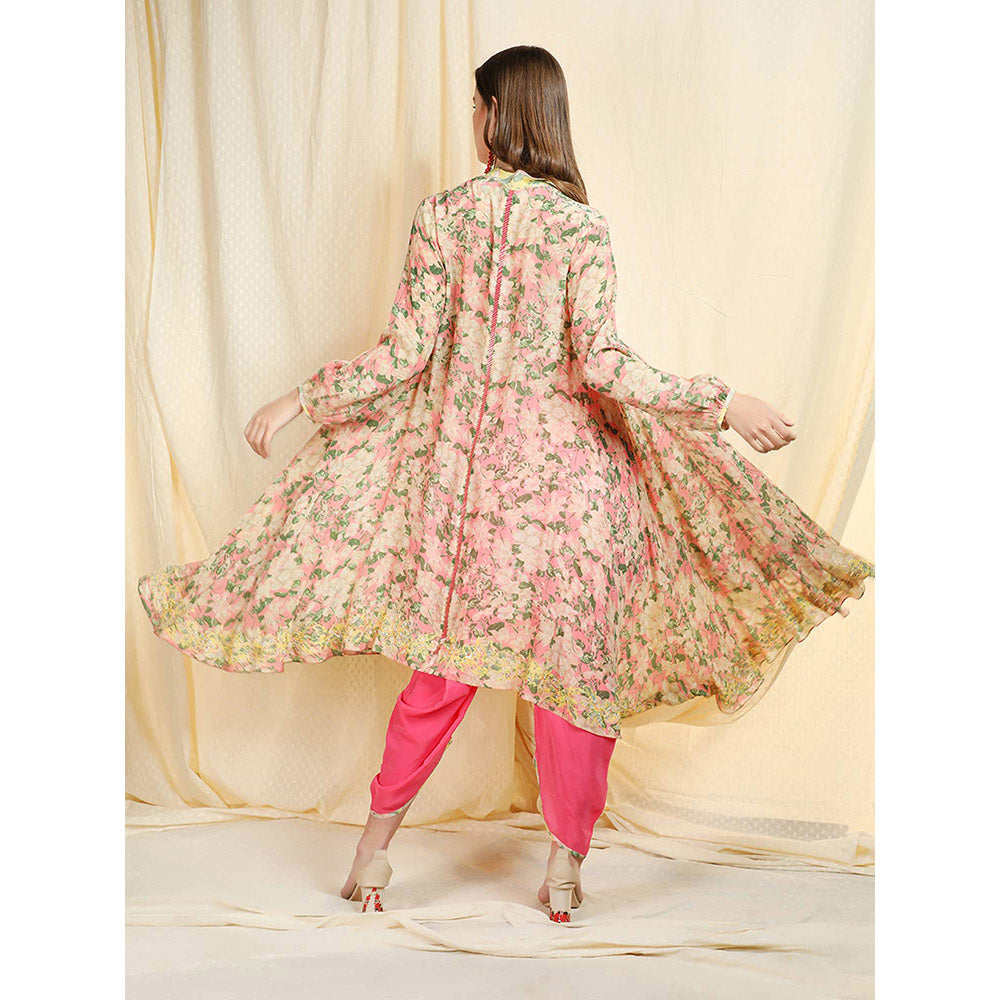 Nikasha Rose Floral Printed Balloon Sleeves Tunic With Dhoti Pant (Set of 2)