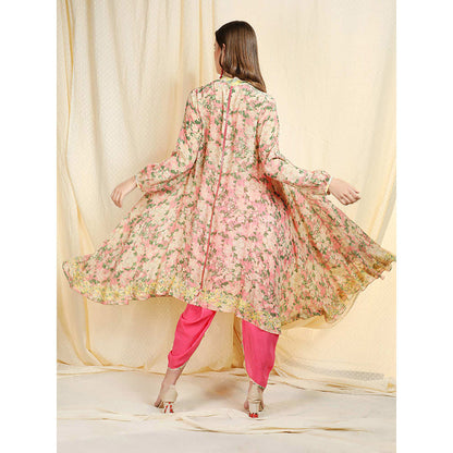 Nikasha Rose Floral Printed Balloon Sleeves Tunic With Dhoti Pant (Set of 2)