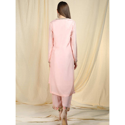 Nikasha Light Pink Embellished Long Sleeves Kurta And Palazzo With Dupatta (Set of 3)