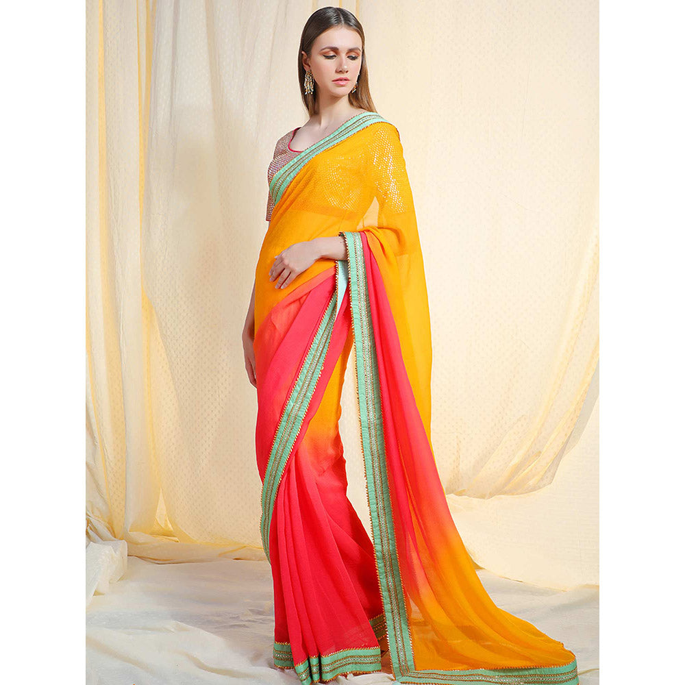 Nikasha Multi-Color Embellished Saree With Stitched Blouse