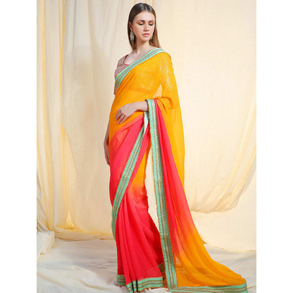 Nikasha Multi-Color Embellished Saree With Stitched Blouse