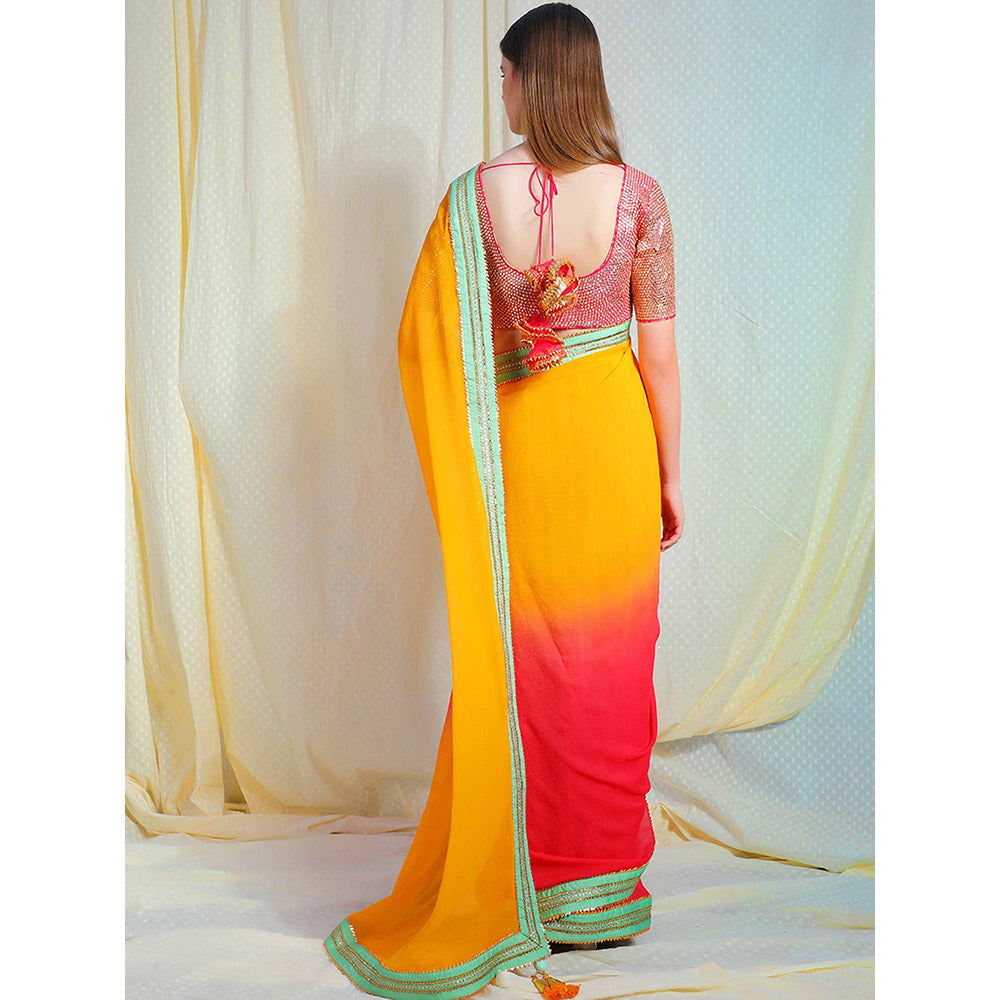 Nikasha Multi-Color Embellished Saree With Stitched Blouse