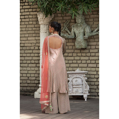 Nikasha Green Floral Kurta With Palazzo & Dupatta (Set of 3)