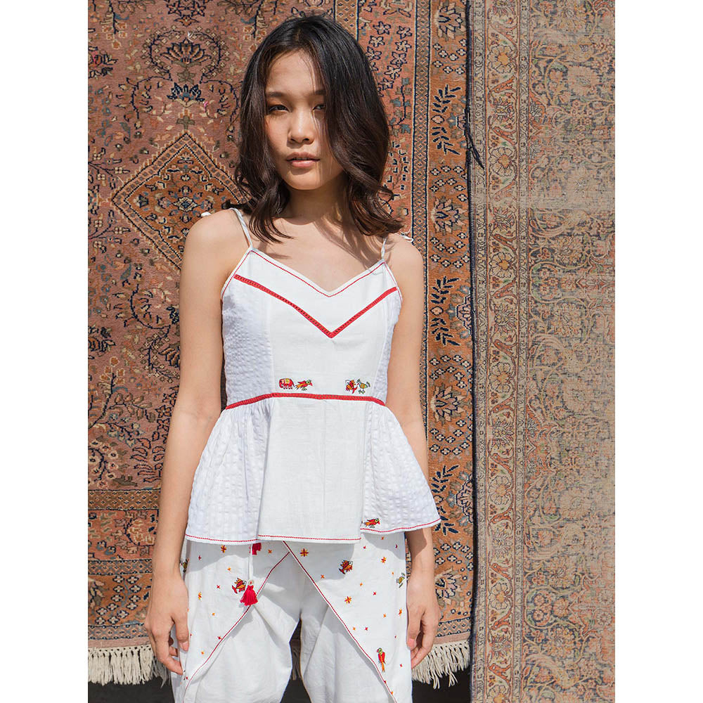 Nikasha Bulbul Embroidered Tie Up Strap Cami Top
