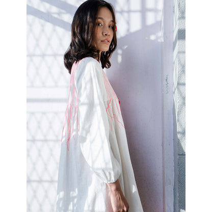 Nikasha Bulbul Dress With Pin Tucks And Tassels