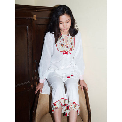 Nikasha Bulbul Emb-Yoke Tunic With Palazzo (Set of 2)