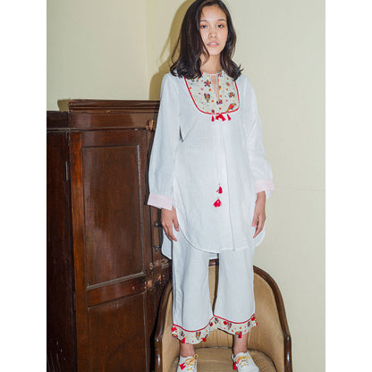Nikasha Bulbul Emb-Yoke Tunic With Palazzo (Set of 2)