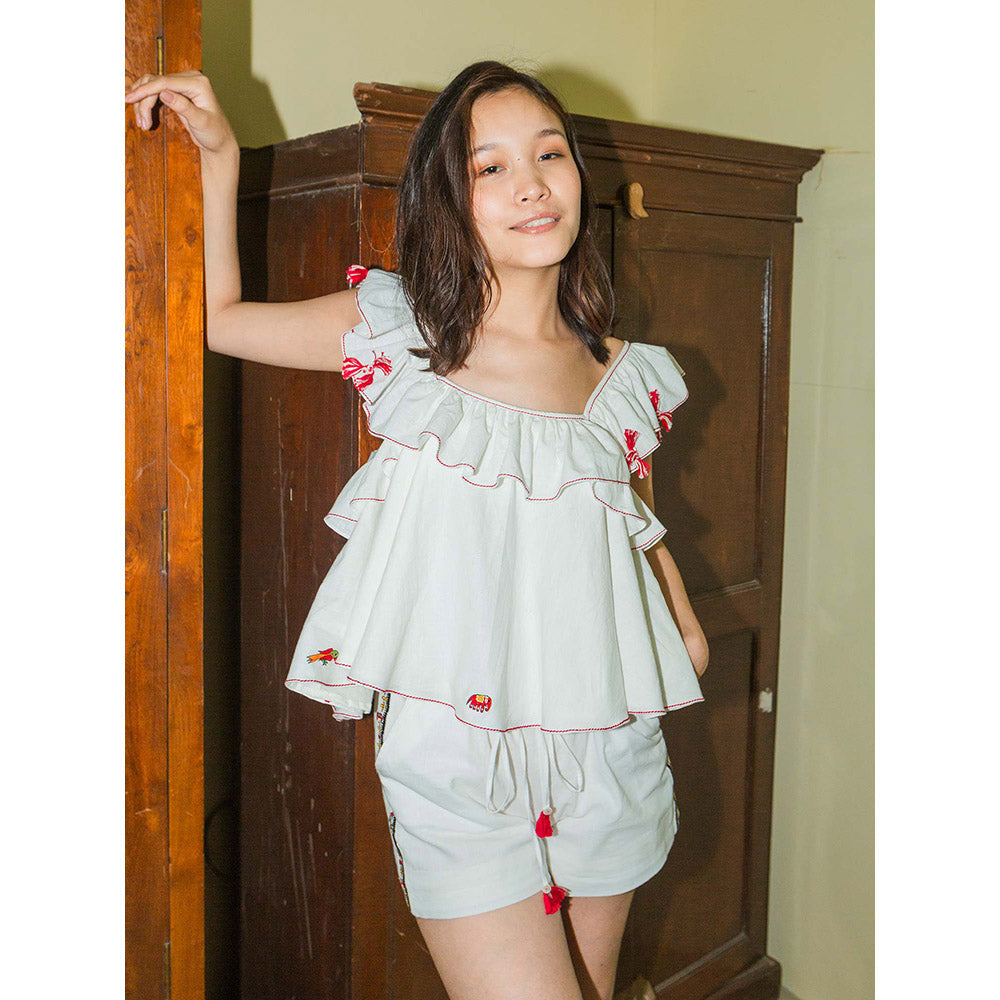 Nikasha Bulbul Hand Woven Cotton Ruffled Top