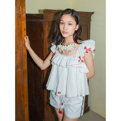 Nikasha Bulbul Hand Woven Cotton Ruffled Top