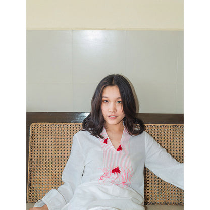 Nikasha Bulbul Emb Tunic With Tassels