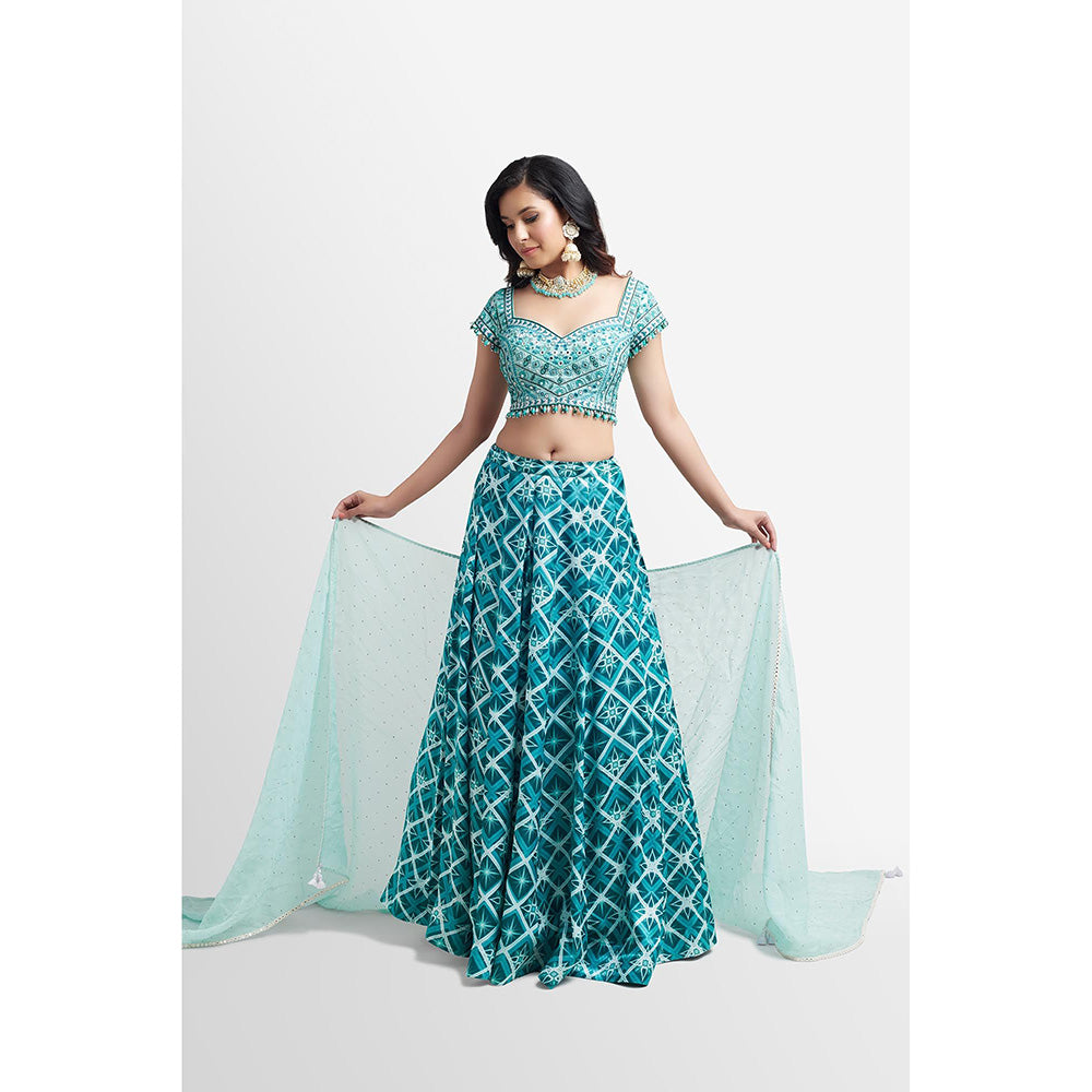 Nikkie J Sinara Embellished Blouse with Lehenga and Dupatta (Set of 3)