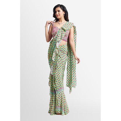 Nikkie J Imara Embellished Pre Drape Saree with Stitched Blouse