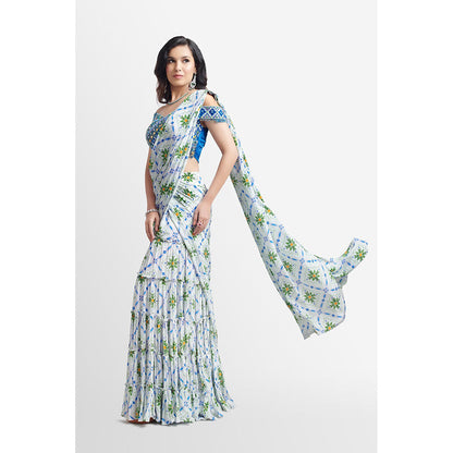 Nikkie J Mahira Embellished Pre Drape Saree with Stitched Blouse