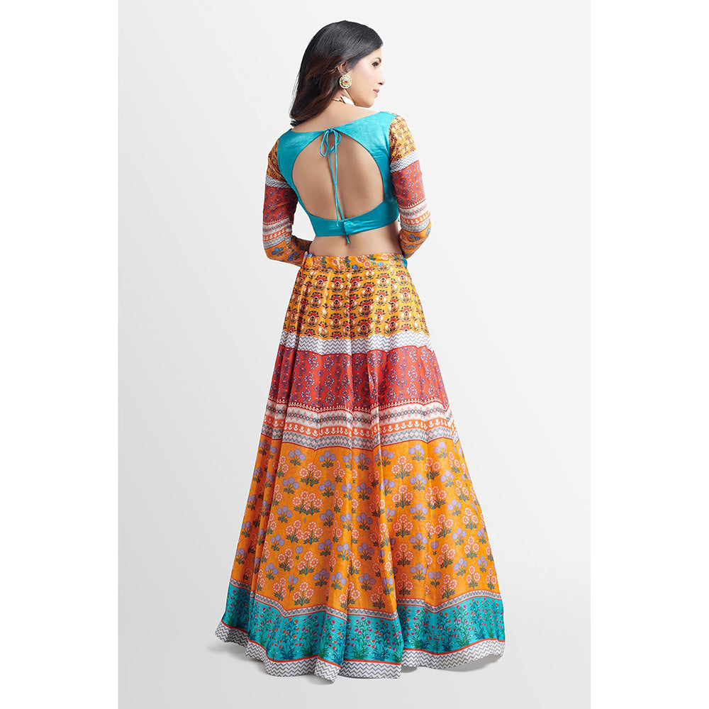 Nikkie J Alyza Printed Embellished Blouse with Lehenga and Dupatta (Set of 3)