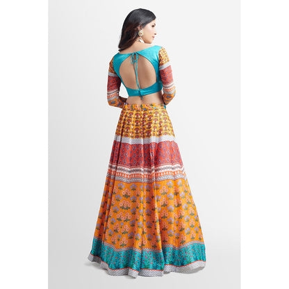 Nikkie J Alyza Printed Embellished Blouse with Lehenga and Dupatta (Set of 3)