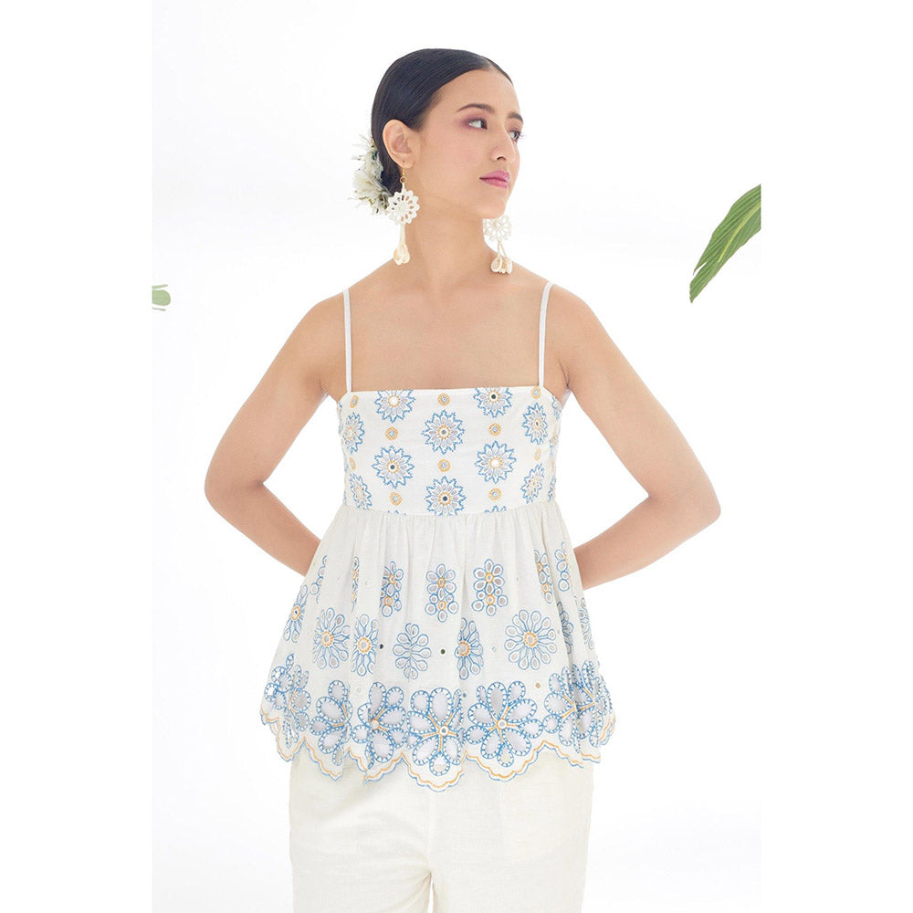 Nikasha White Floral Peplum Top