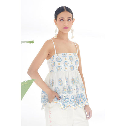 Nikasha White Floral Peplum Top