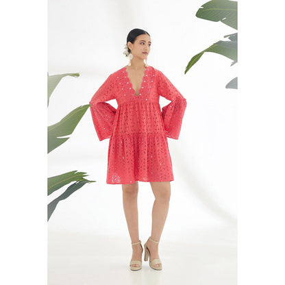 Nikasha Fuchsia Self Design Tier Dress