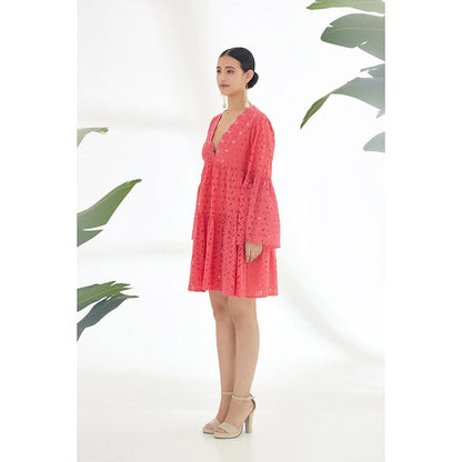 Nikasha Fuchsia Self Design Tier Dress