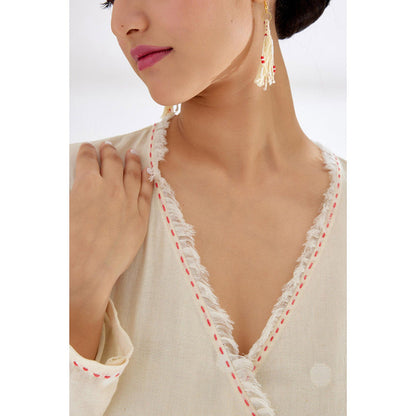 Nikasha Cream Polka Dot Wrap Top