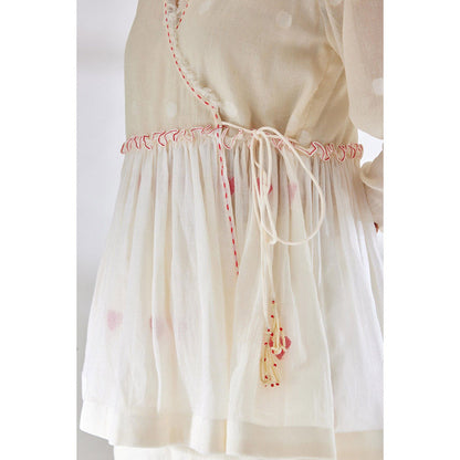 Nikasha Cream Polka Dot Wrap Top