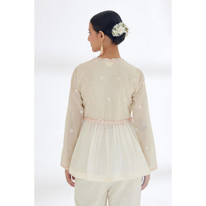 Nikasha Cream Polka Dot Wrap Top