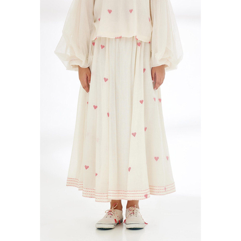 Nikasha Cream Panelled A-Line Skirt
