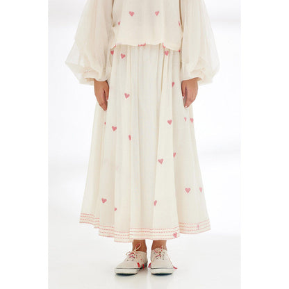 Nikasha Cream Panelled A-Line Skirt