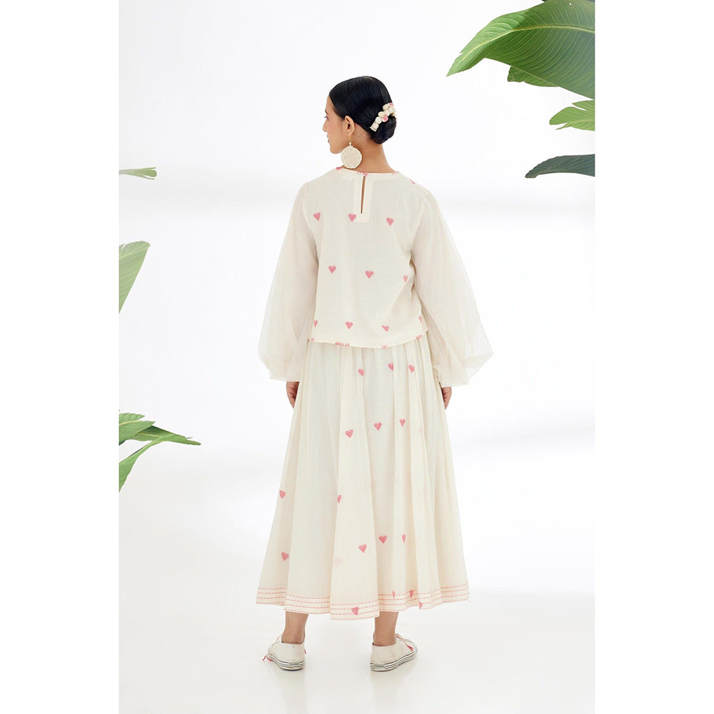 Nikasha Cream Panelled A-Line Skirt