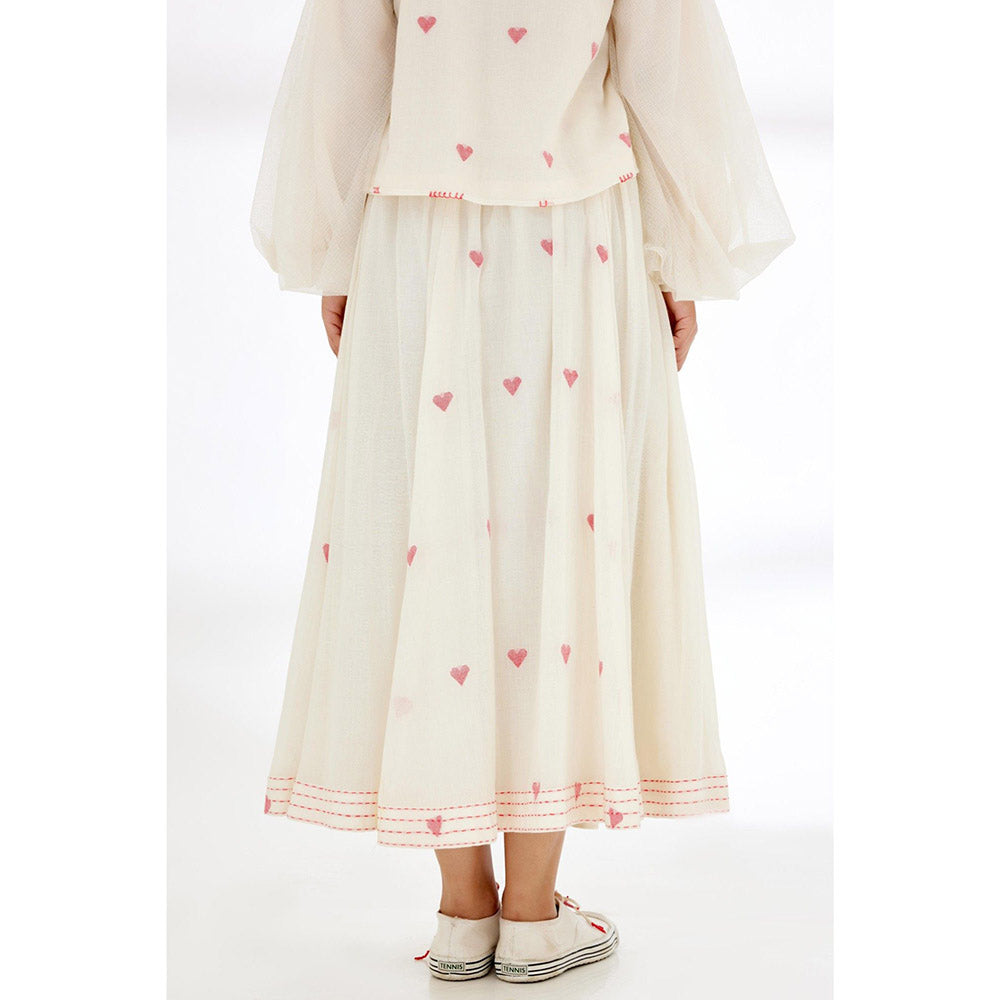 Nikasha Cream Panelled A-Line Skirt