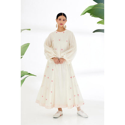 Nikasha Cream Panelled A-Line Skirt