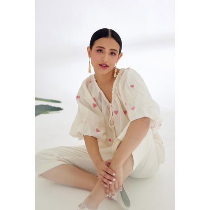 Nikasha Cream Front Knot Top