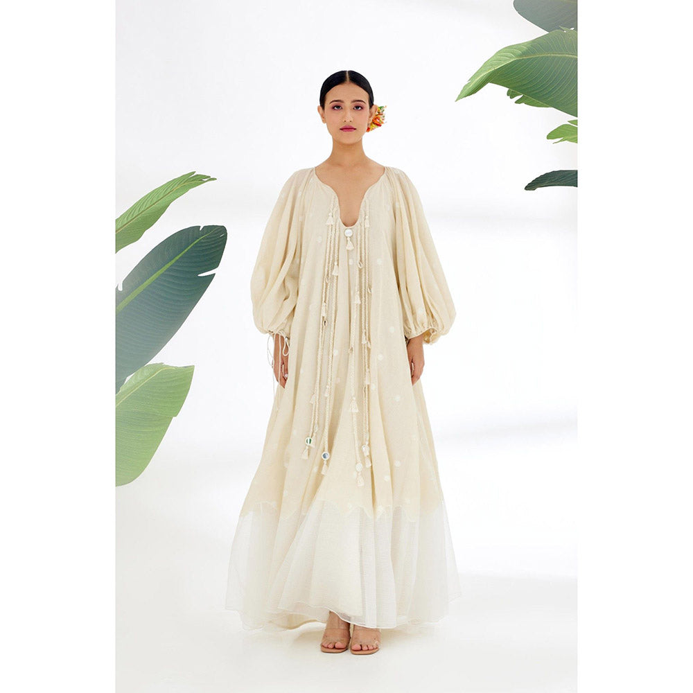 Nikasha Cream Polka Dot Maxi Dress