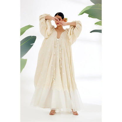 Nikasha Cream Polka Dot Maxi Dress