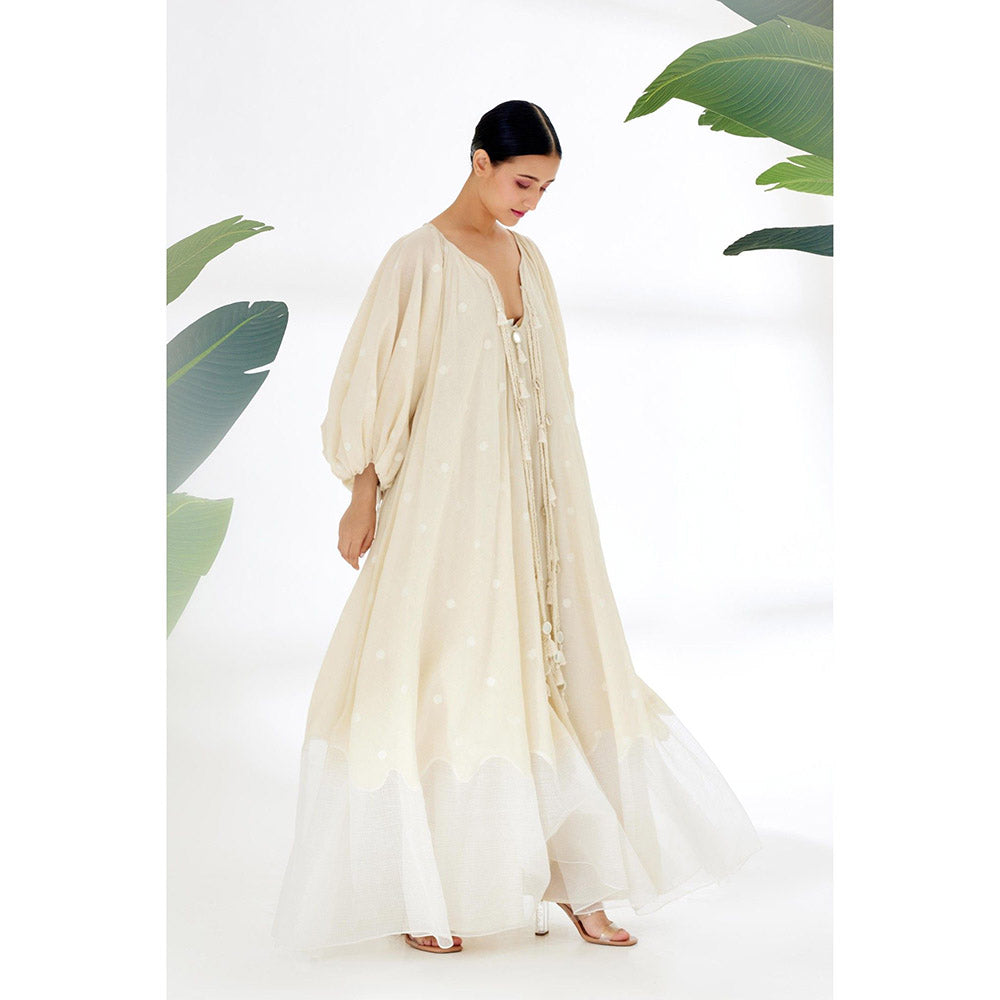Nikasha Cream Polka Dot Maxi Dress