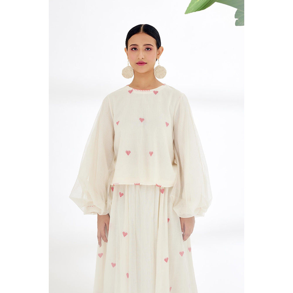 Nikasha Cream Balloon Sleeve Top