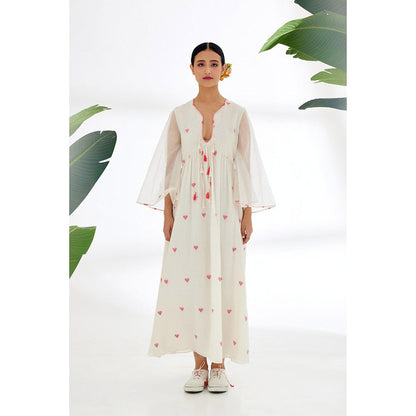 Nikasha Cream Dress with Hand Stitched Hearts