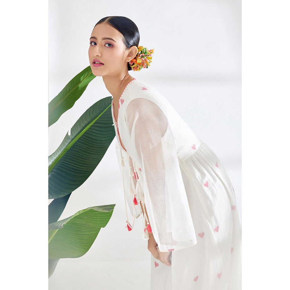 Nikasha Cream Dress with Hand Stitched Hearts