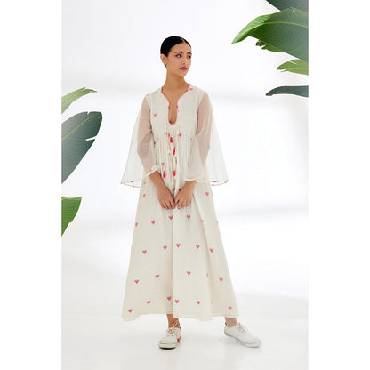 Nikasha Cream Dress with Hand Stitched Hearts